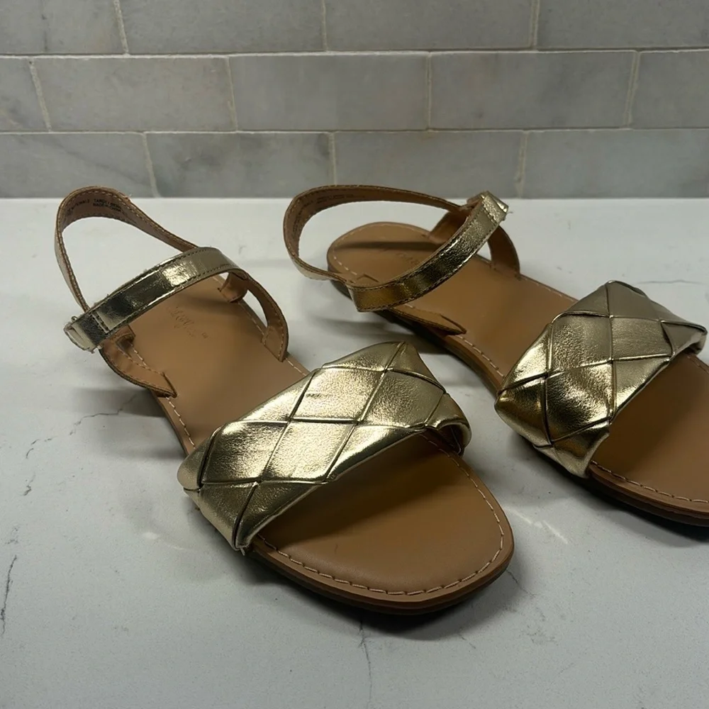 Girls Metallic Gold Braided Sandles, Cat & Jack, Size 4